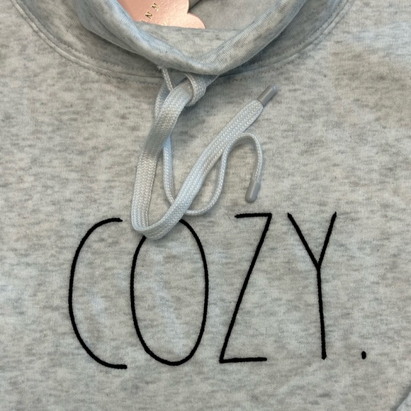 Rae Dunn gray super soft “COZY” pullover lightweight cowl neck sweatshirt NWT S - Picture 4 of 7